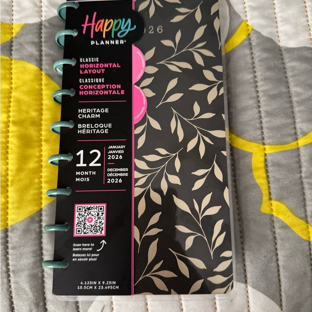 Happy Planner Classic Horizontal Layout - Black and Cream
